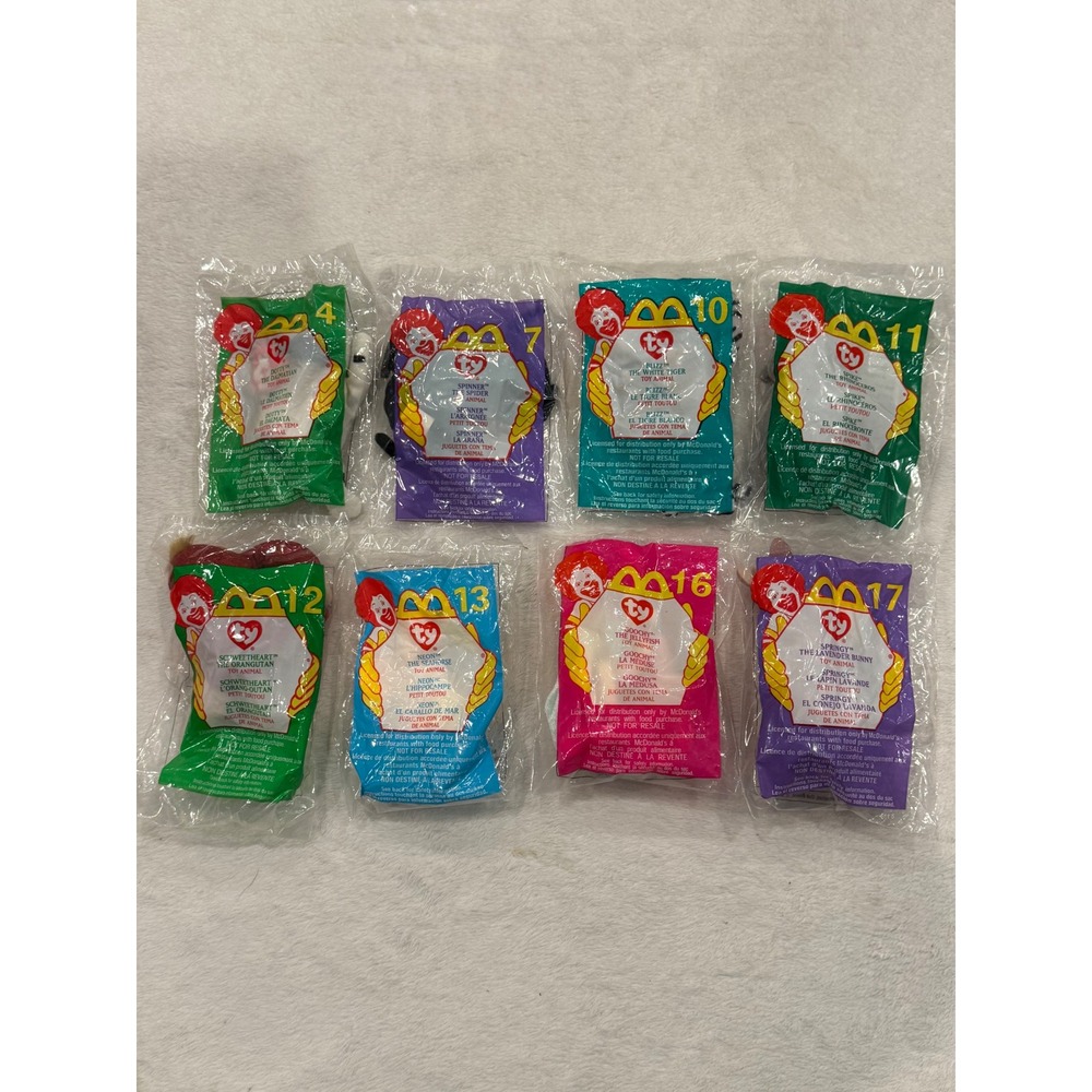 Lot 8 Vintage 2000 McDonalds Ty Teenie Beanie Babies Sealed NIP Dotty Goochy